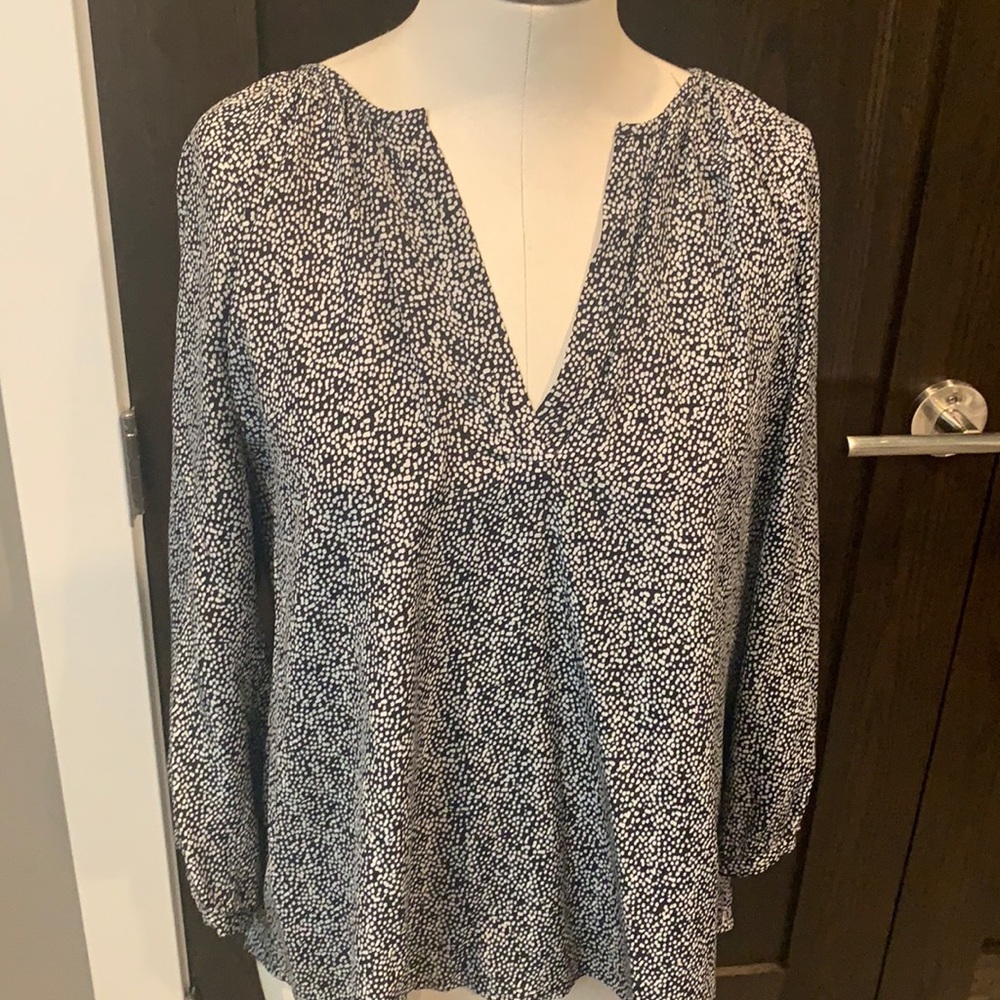 Joie silk black and white dot 3/4 length top